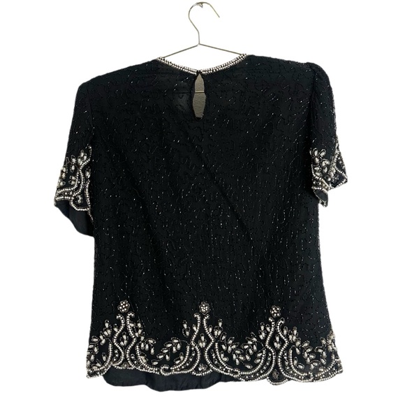 Vintage Laurence Kazar 100% Silk Beaded Blouse Size XL - Picture 3 of 3